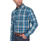 X6W1115491 Wrangler Men's Erik LS Shirt Blue/Cypress