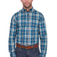 X6W1115491 Wrangler Men's Erik LS Shirt Blue/Cypress