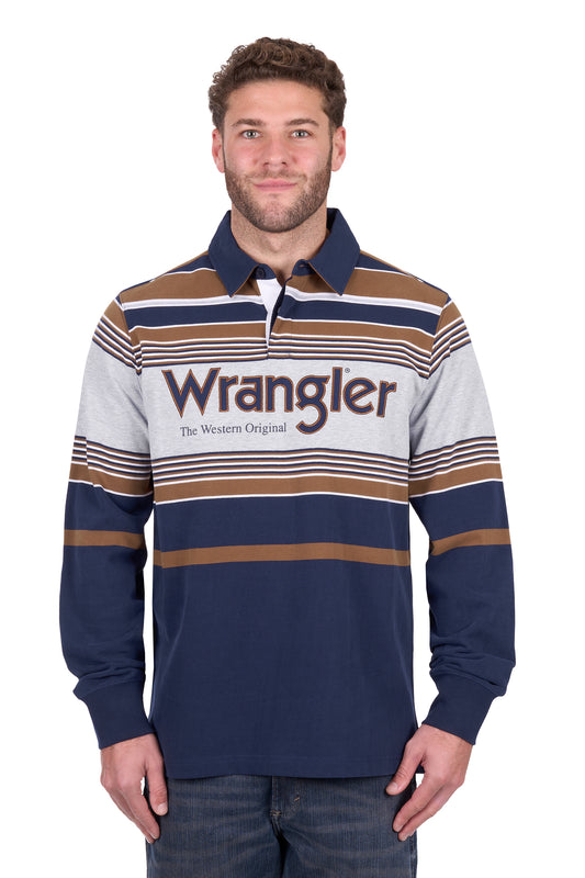 X6W1552501 Wrangler Men's Federick Rugby Navy/Tan