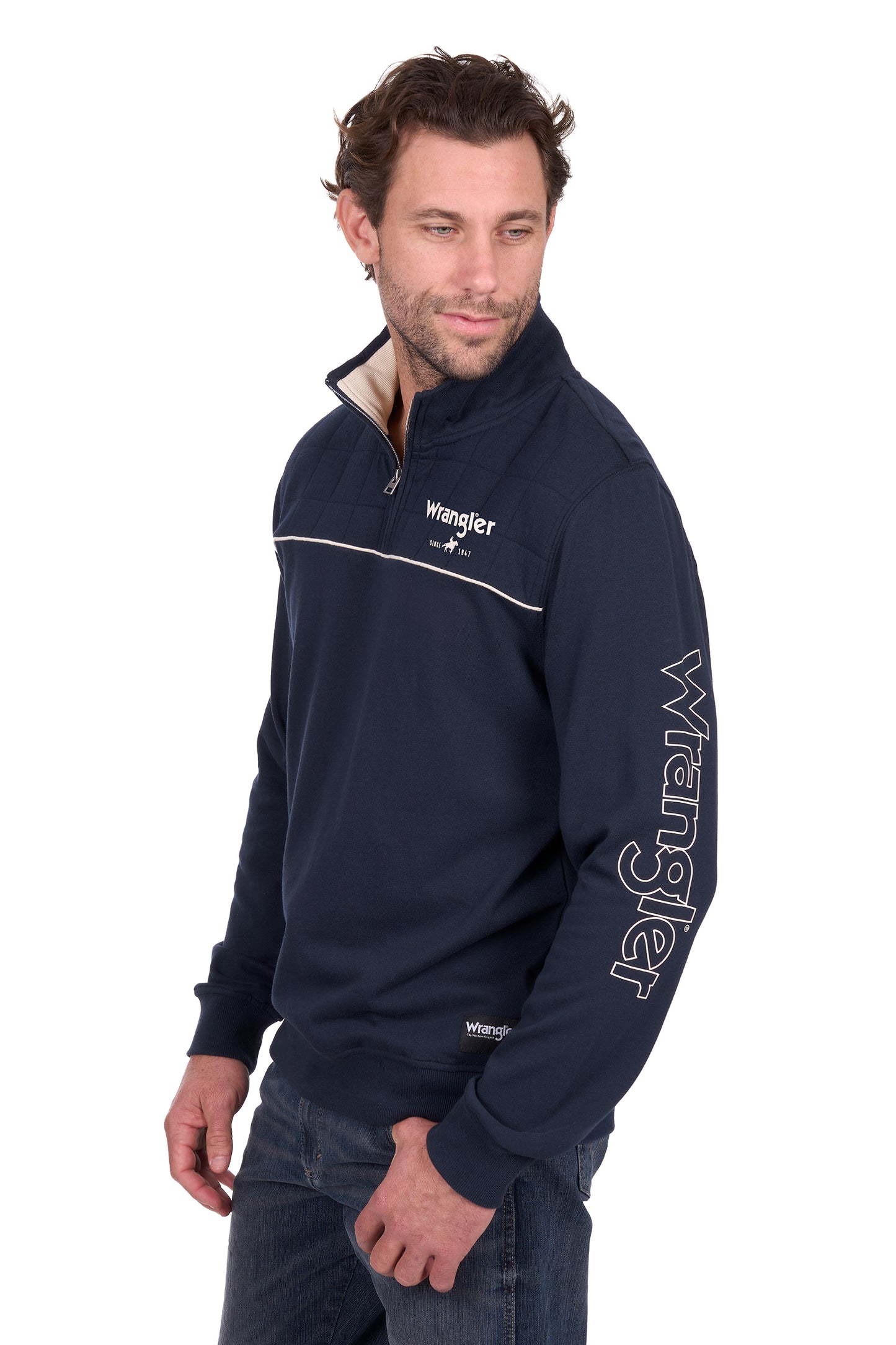 X6W1573509 Wrangler Men's Dale 1/4 Zip Pullover Navy