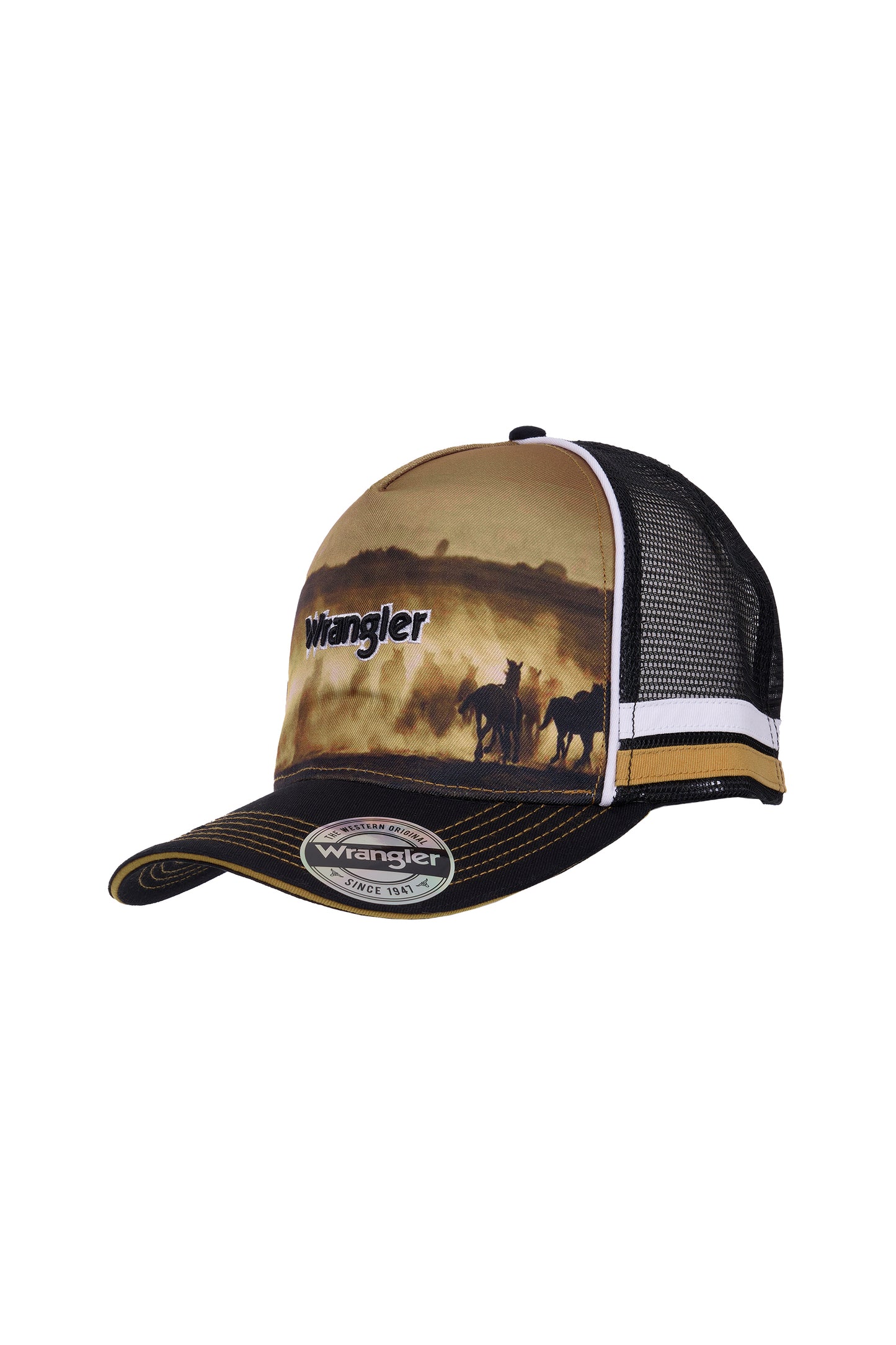 X6W1946CAP Wrangler Men's Eddie HP Trucker Cap Black/Multi