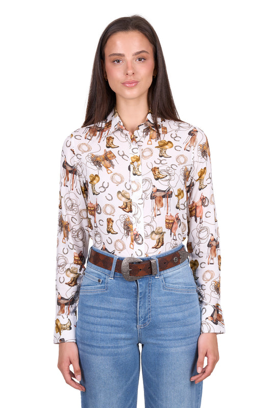 X6W2126558 Wrangler Women's Marilyn LS Shirt Ivory