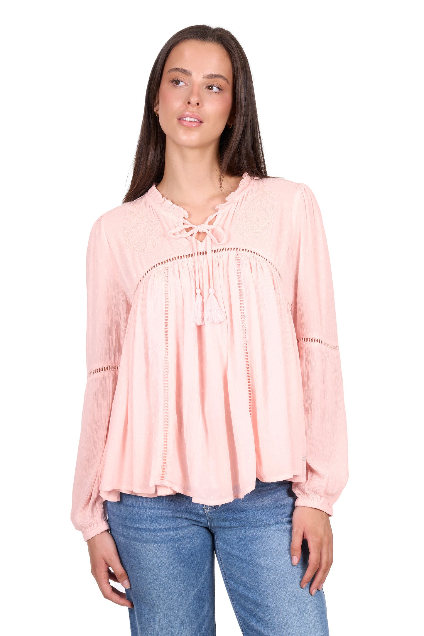 X6W2541191 Wrangler Women's Elissa LS Blouse Blush