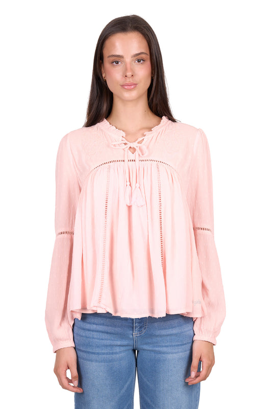 X6W2541191 Wrangler Women's Elissa LS Blouse Blush