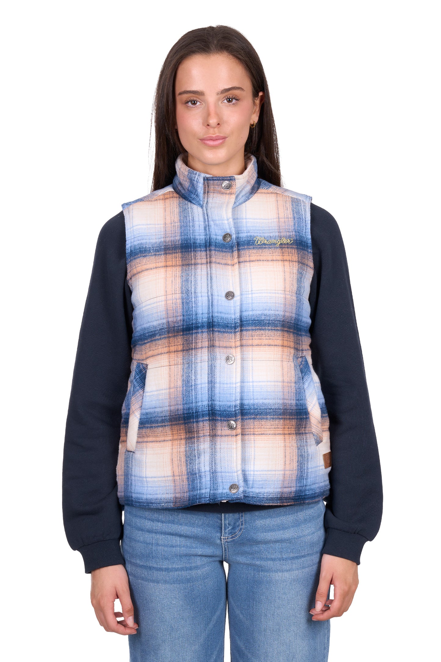 X6W2694566 Wrangler Women's Darla Vest Blue/Clay