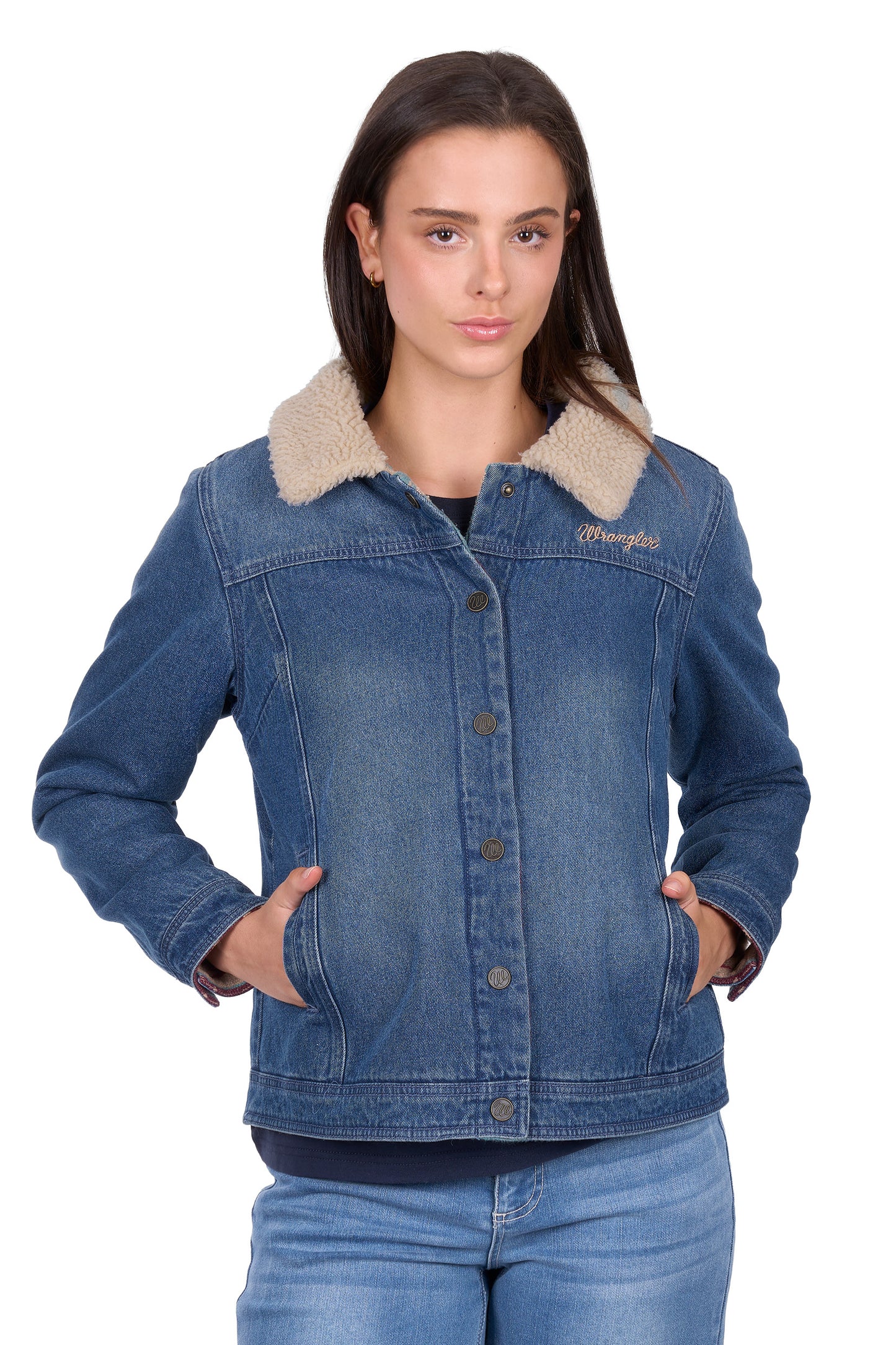 X6W2701568 Wrangler Women's Dixie Revs Jacket Denim/Multi