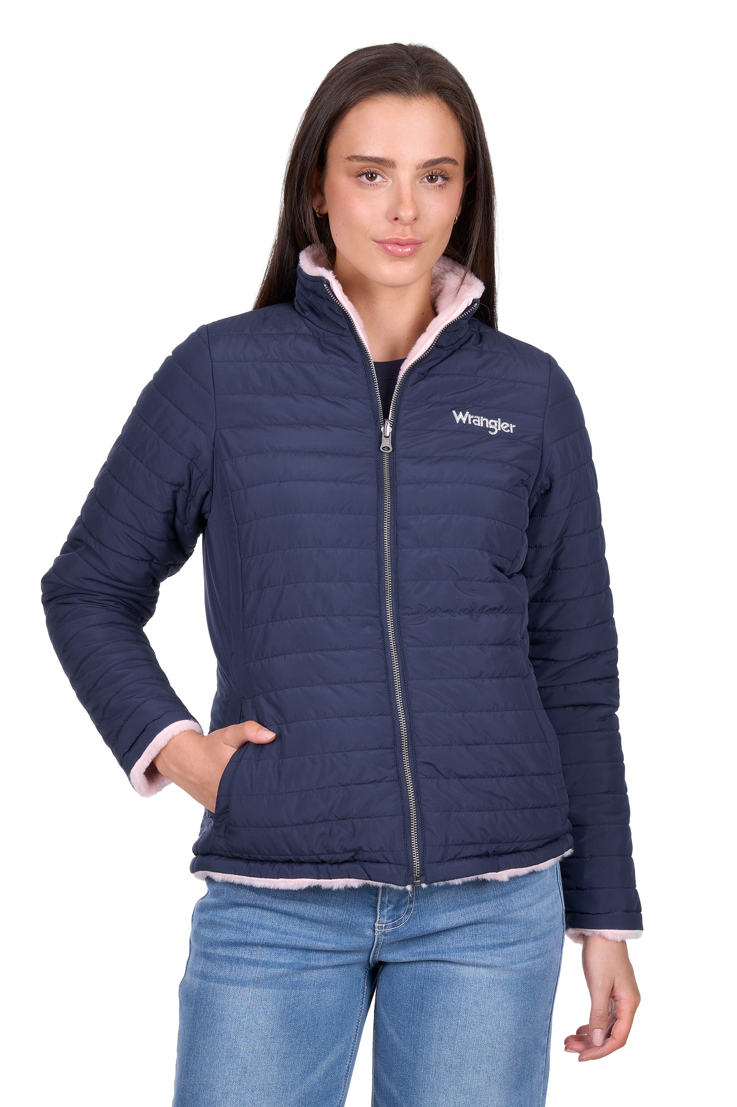 X6W2790572 Wrangler Women's Marta Reversible Jacket Navy/Pink