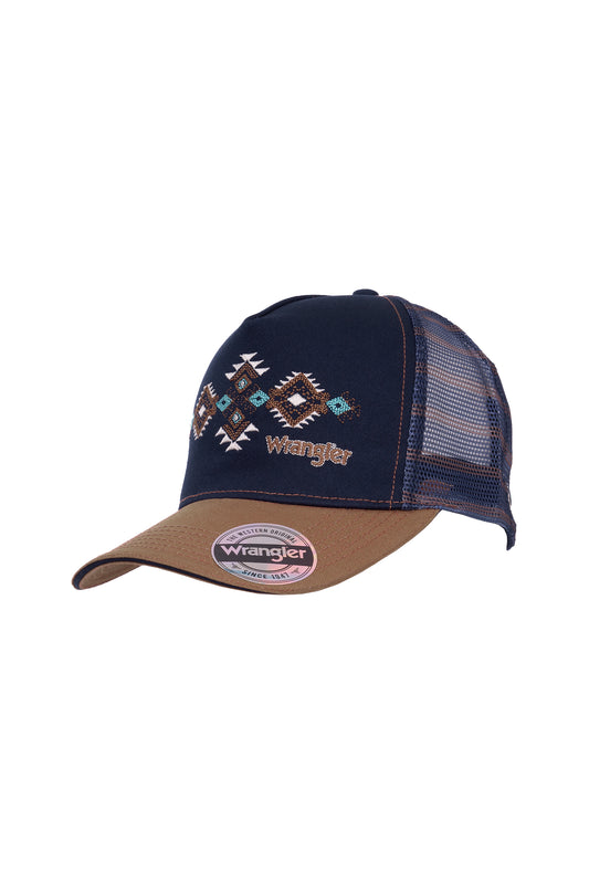 X6W2936CAP Wrangler Women's Francis HP Ponytail Truck Cap Navy/Tan