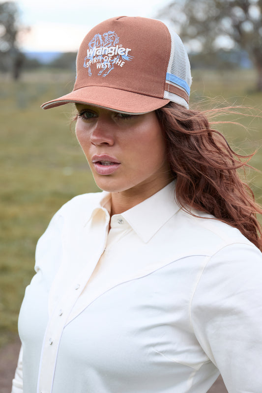 X6W2940CAP Wrangler Women's Lin HP Ponytail Truck Cap Rust