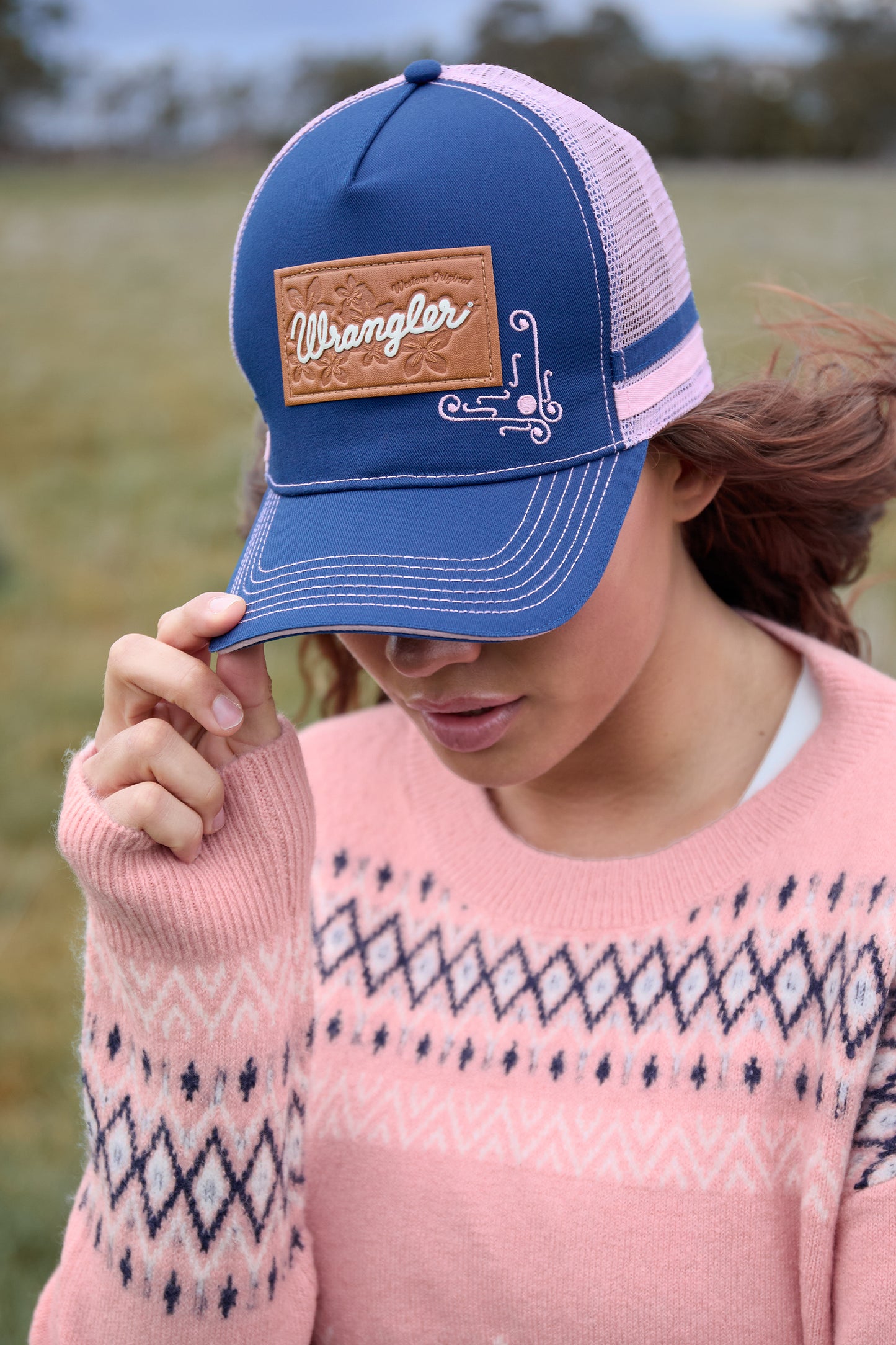 X6W2941CAP Wrangler Women's Sasha HP Ponytail Truck Cap Blue