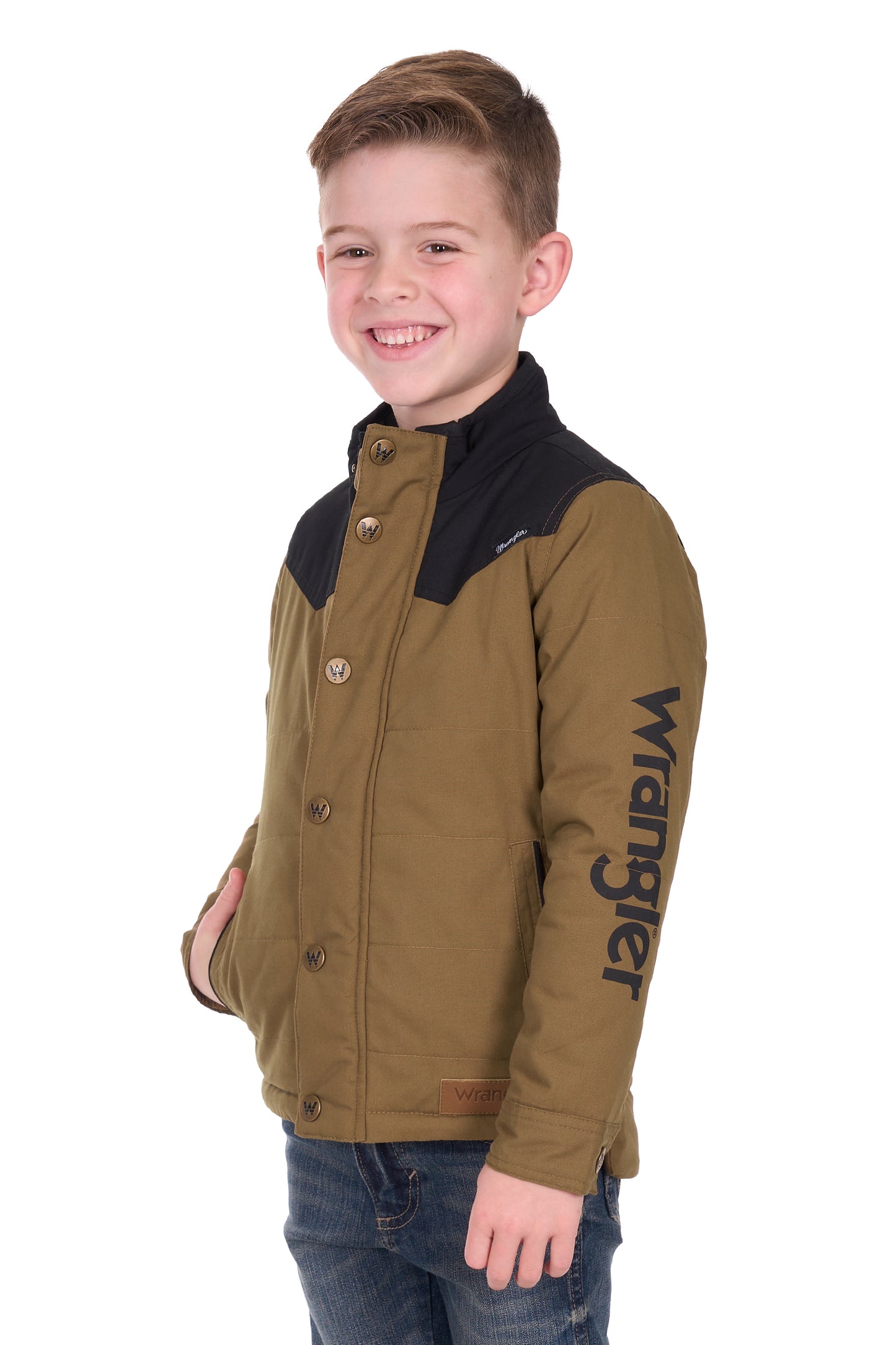 X6W3771521 Wrangler Boy's Ruben Jacket Dark Tan/Black