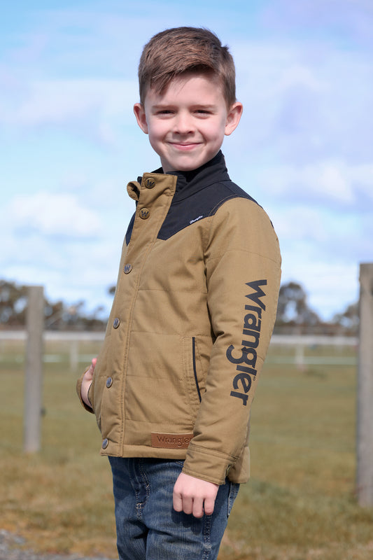 X6W3771521 Wrangler Boy's Ruben Jacket Dark Tan/Black