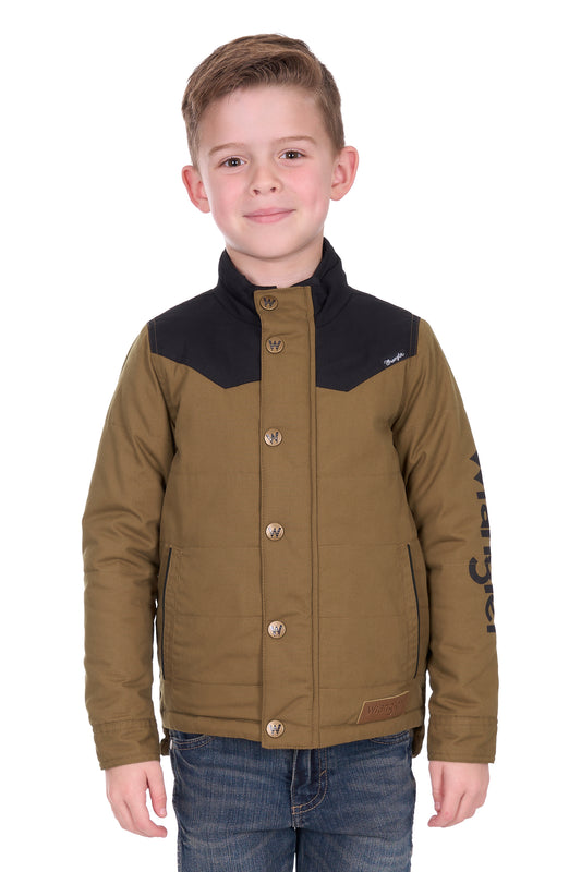 X6W3771521 Wrangler Boy's Ruben Jacket Dark Tan/Black