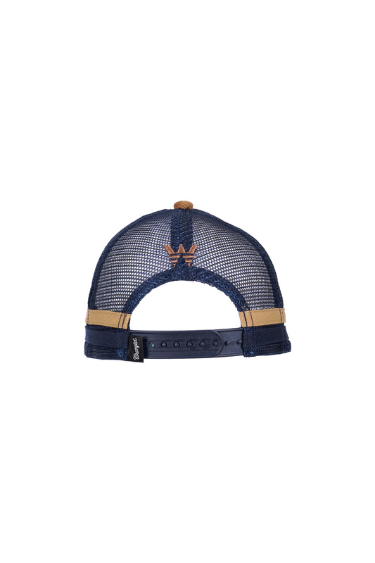 X6W3952CAP  Wrangler Kid's Conner Trucker Cap Tan/Navy