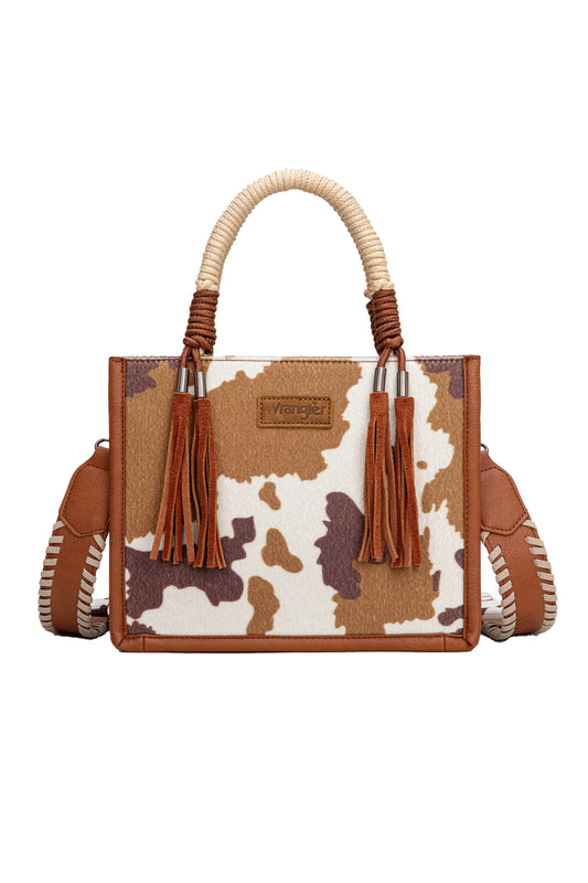X6W4901BAG Wrangler Cow Print Tassel Crossbody Bag