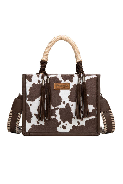 X6W4901BAG Wrangler Cow Print Tassel Crossbody Bag