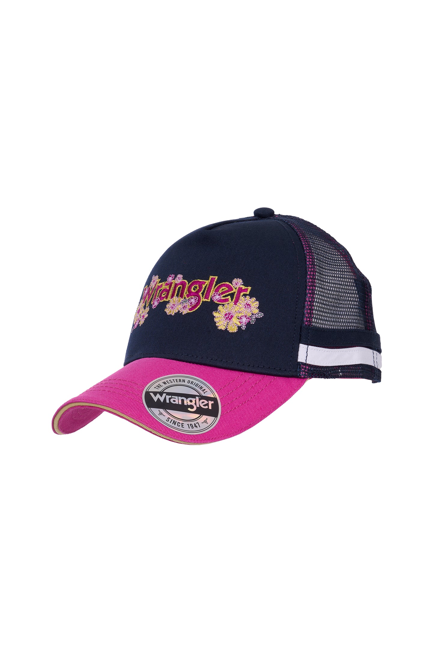 X6W5946CAP Wrangler Kid's Molly Trucker Cap Navy/Pink