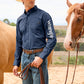 XCP1155359 Wrangler Men's Flex Logo LS Shirt Navy