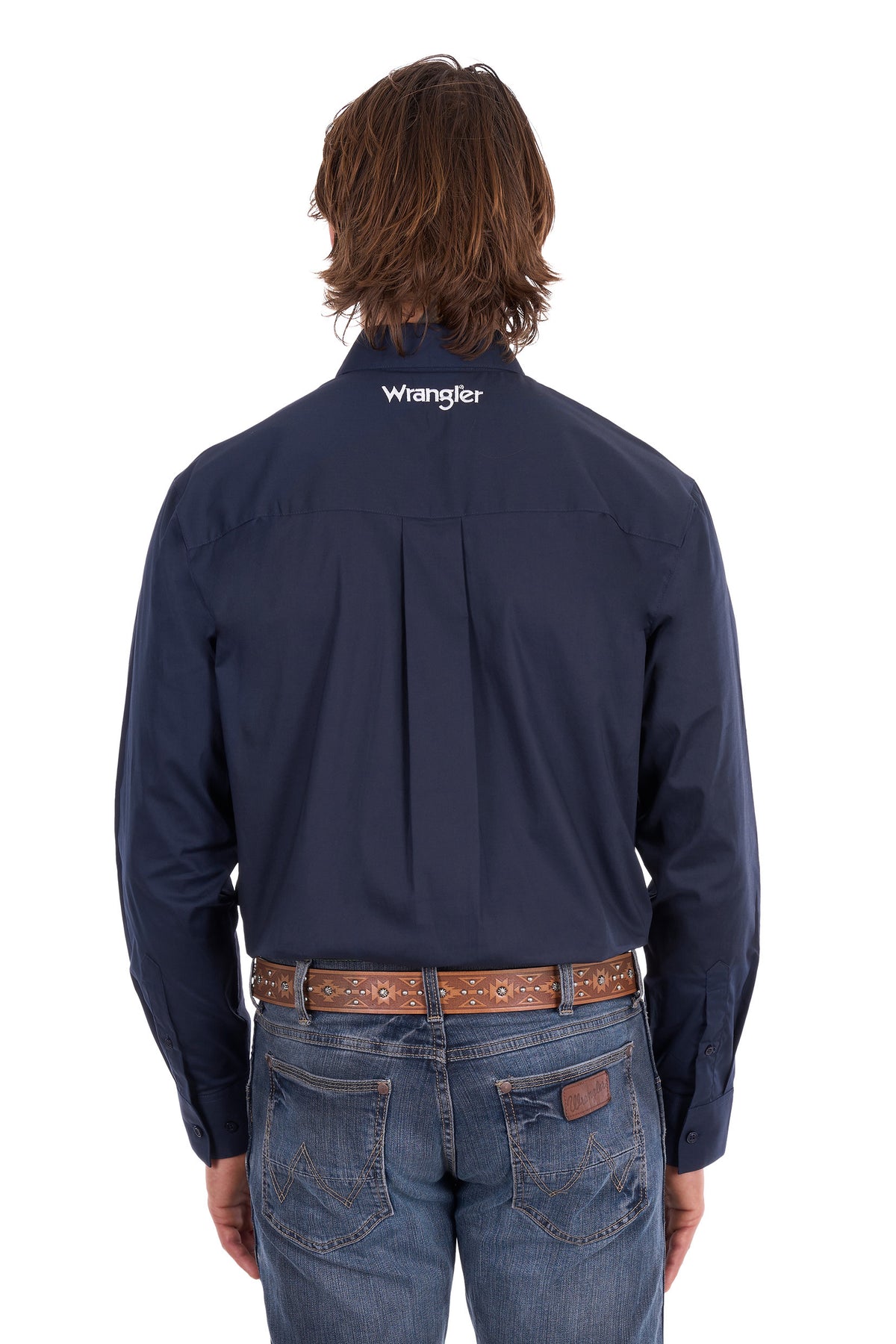 XCP1155359 Wrangler Men's Flex Logo LS Shirt Navy