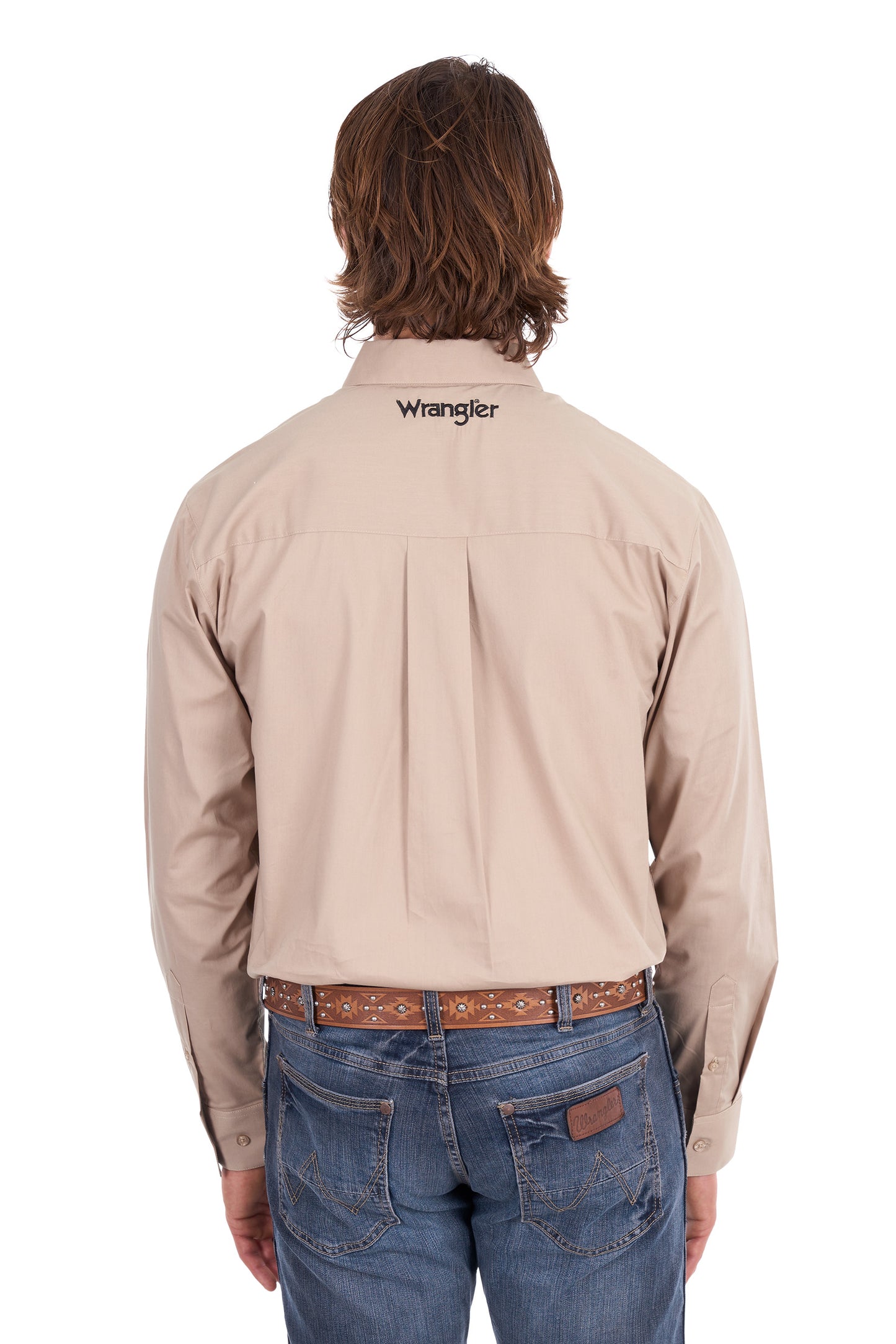 XCP1155359 Wrangler Men's Flex Logo LS Shirt Sand