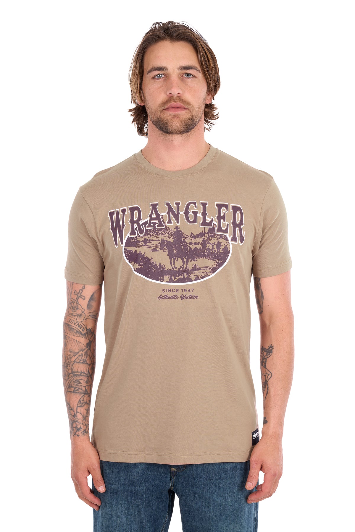 XCP1557686 Wrangler Men's James SS Tee Tan