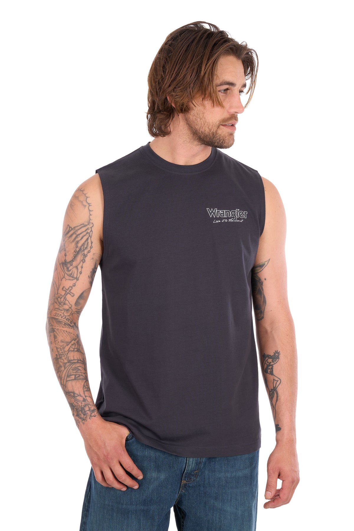 XCP1572700 Wrangler Men's Paul Muscle Tank Charcoal