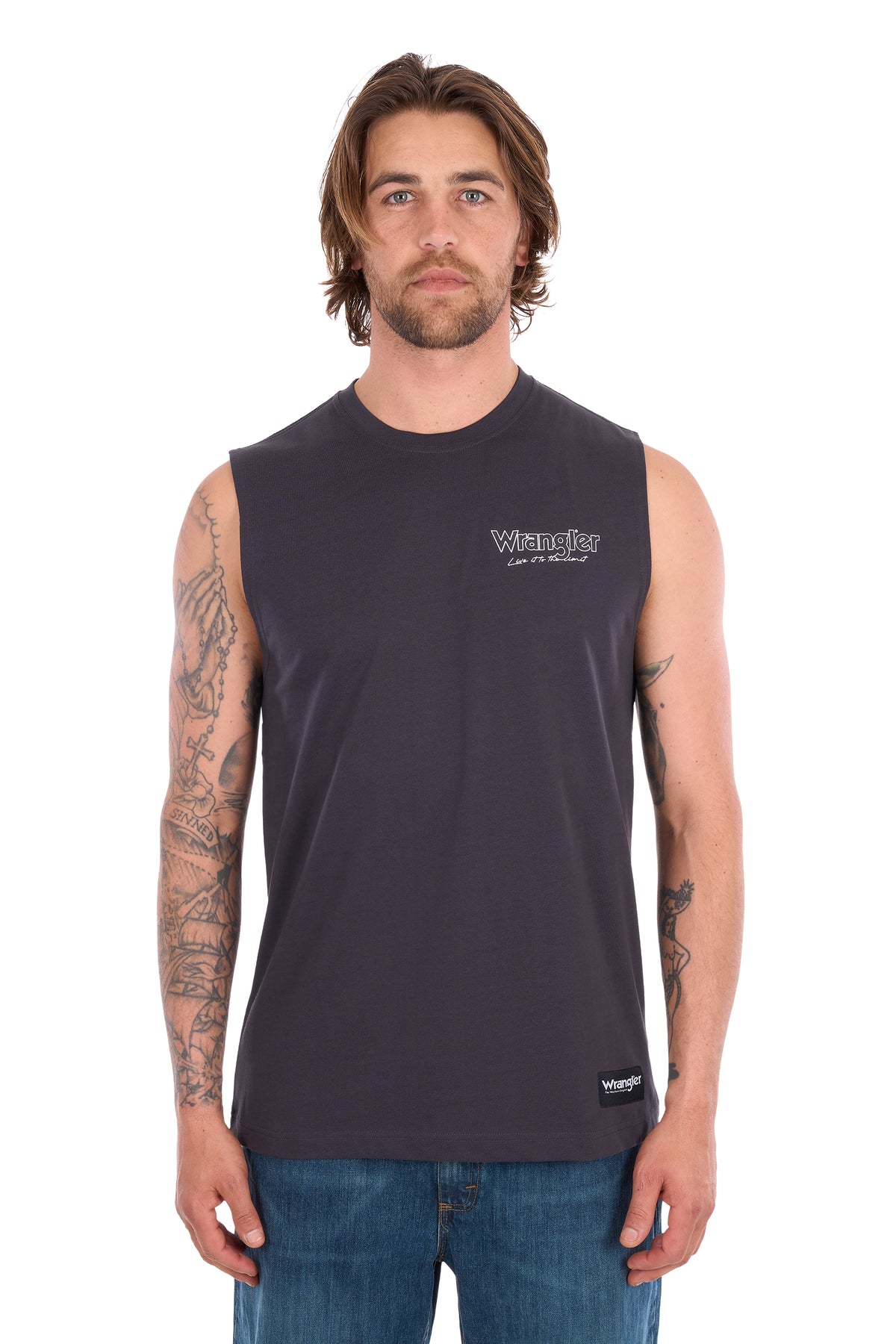XCP1572700 Wrangler Men's Paul Muscle Tank Charcoal