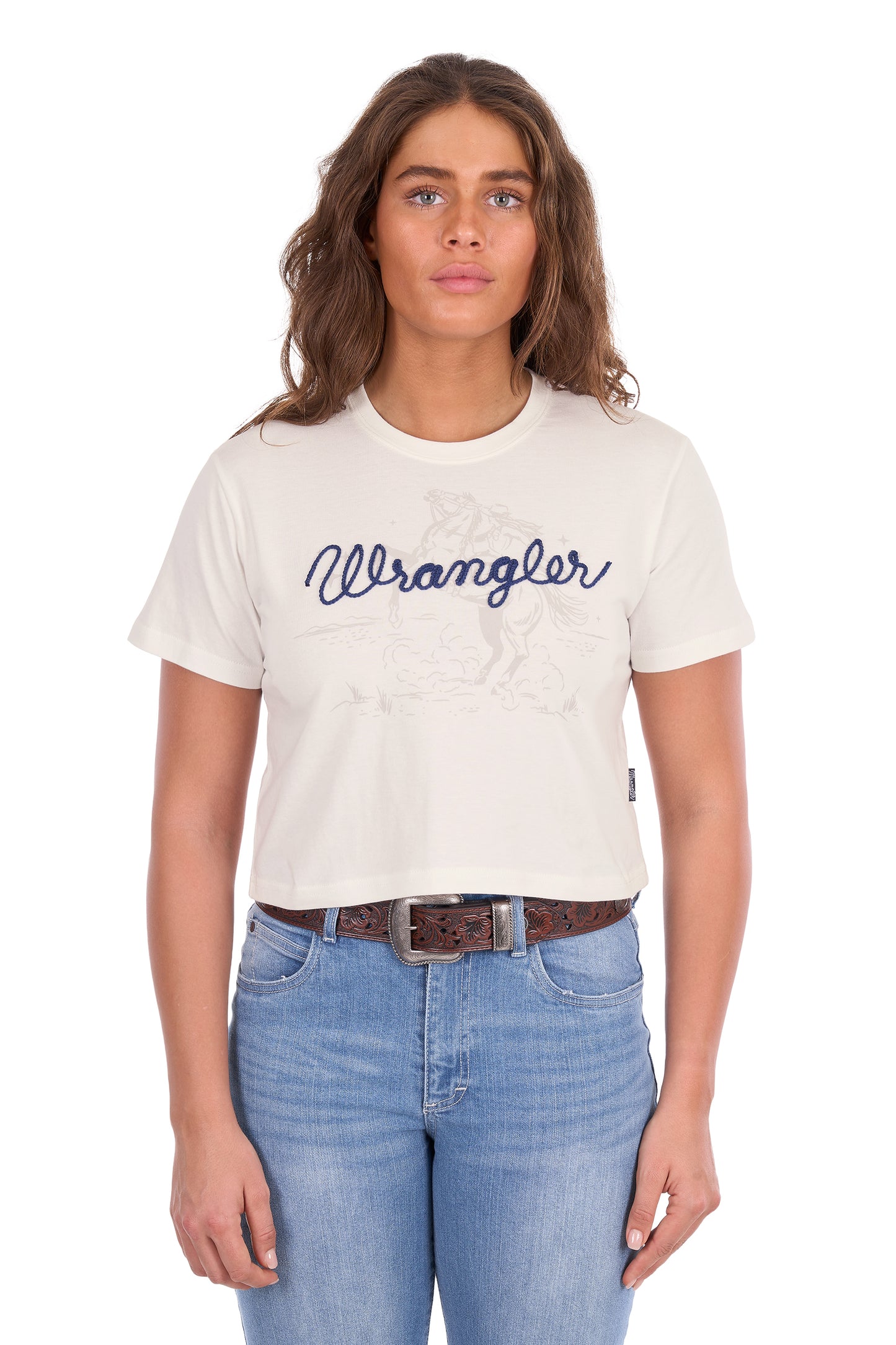 XCP2596647 Wrangler Women's Cindy Crop SS Team Cream