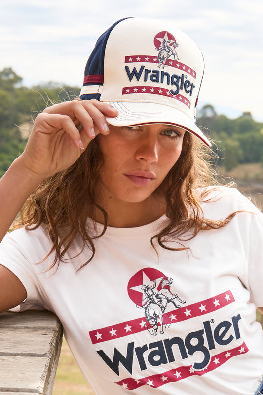 XCP2947CAP Wrangler Women's Nora HP Full Back Cap Cream/Navy