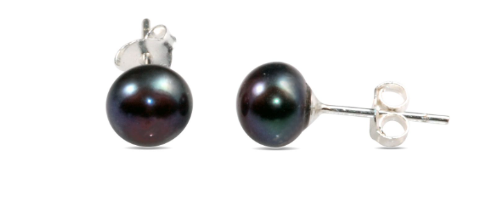 EB0247 MCJ Black 7mm Pearl S/S Stud Earrings