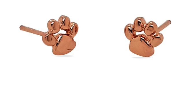 EB0789 MCJ Rose Gold Paw Print Studs