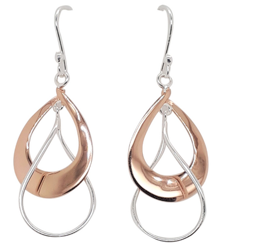 EB0991 MCJ Rose Gold And Silver Tear Drop Earrings