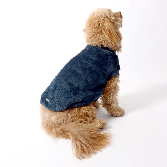 FBKJNAVY Frank Barker Navy Fluffy Dog Coat