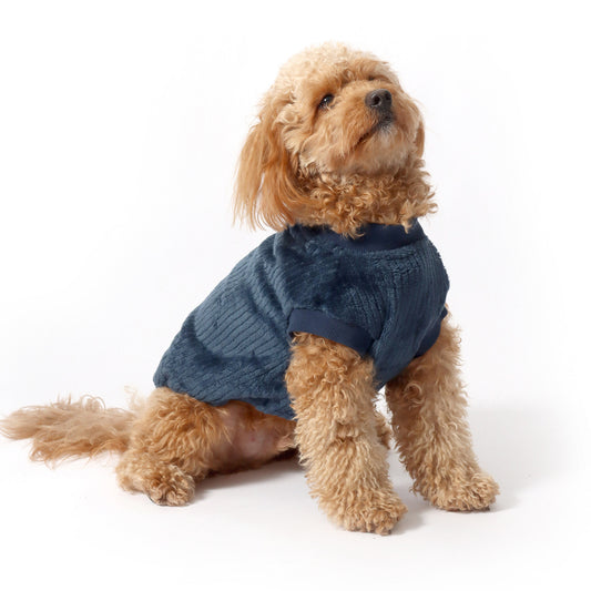 FBKJNAVY Frank Barker Navy Fluffy Dog Coat