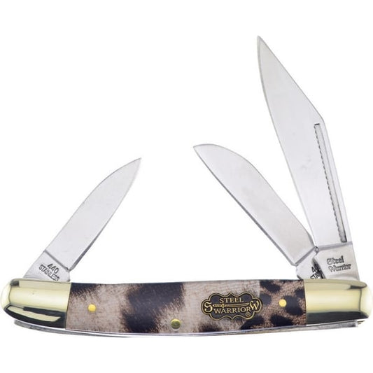 FSW112LS  Pocket Knife Frost Wrangler Leopard Print Stockman 3.88