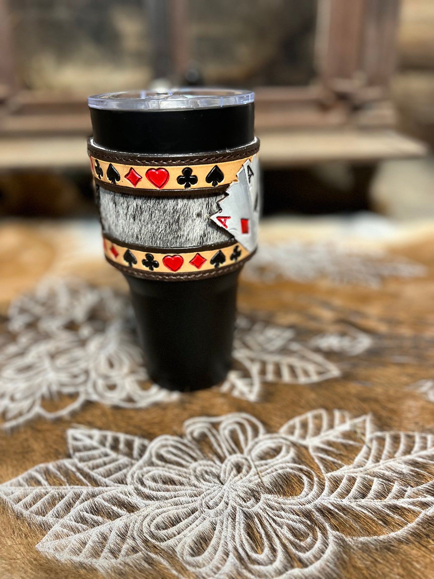 5435 House Of Cards Black Hide Tumbler