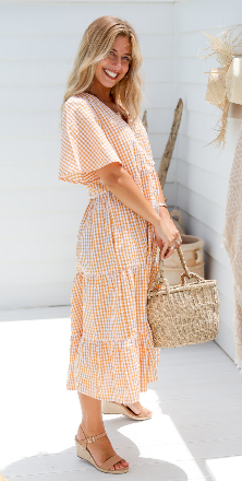 JG4346 Rosalie Mango Gingham Dress