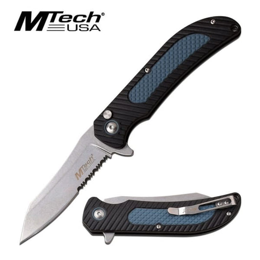 MT1041BL Pocket Knife SS Blade Serrated 4.5'' Closed Blue