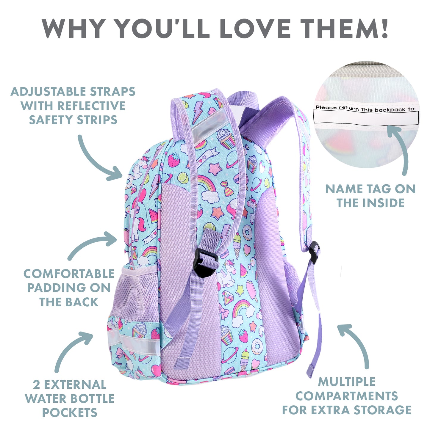 OUT103C Out & About Rainbow Unicorn Backpack