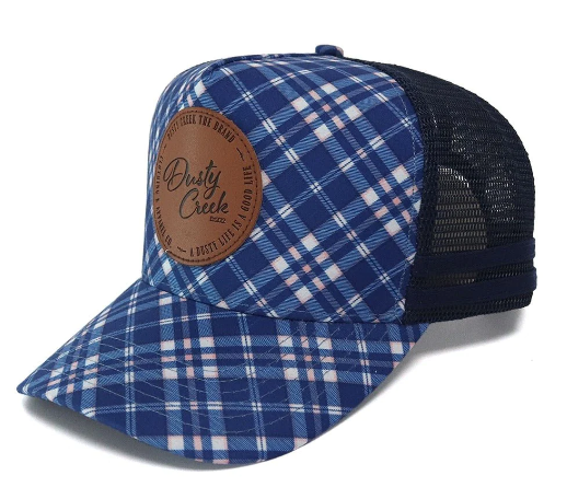 31331 Dusty Creek Women's Navy Gingham High Pony Tail Cap