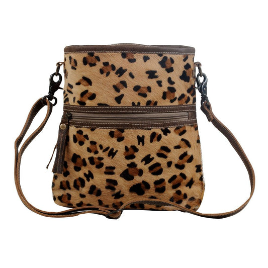S-2830 Feisty Leather Leopard Print Hide Handbag