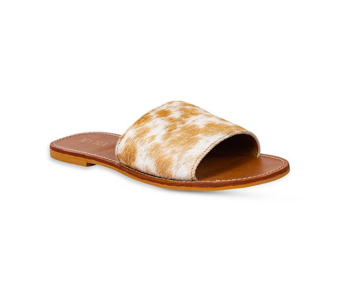 S-9658 Kemma Hide Sandal White and Tan