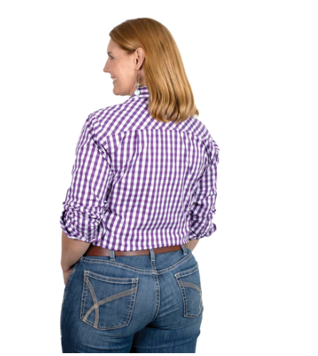 WWLS2399 Just Country Women's Abbey Workshirt Purple Check