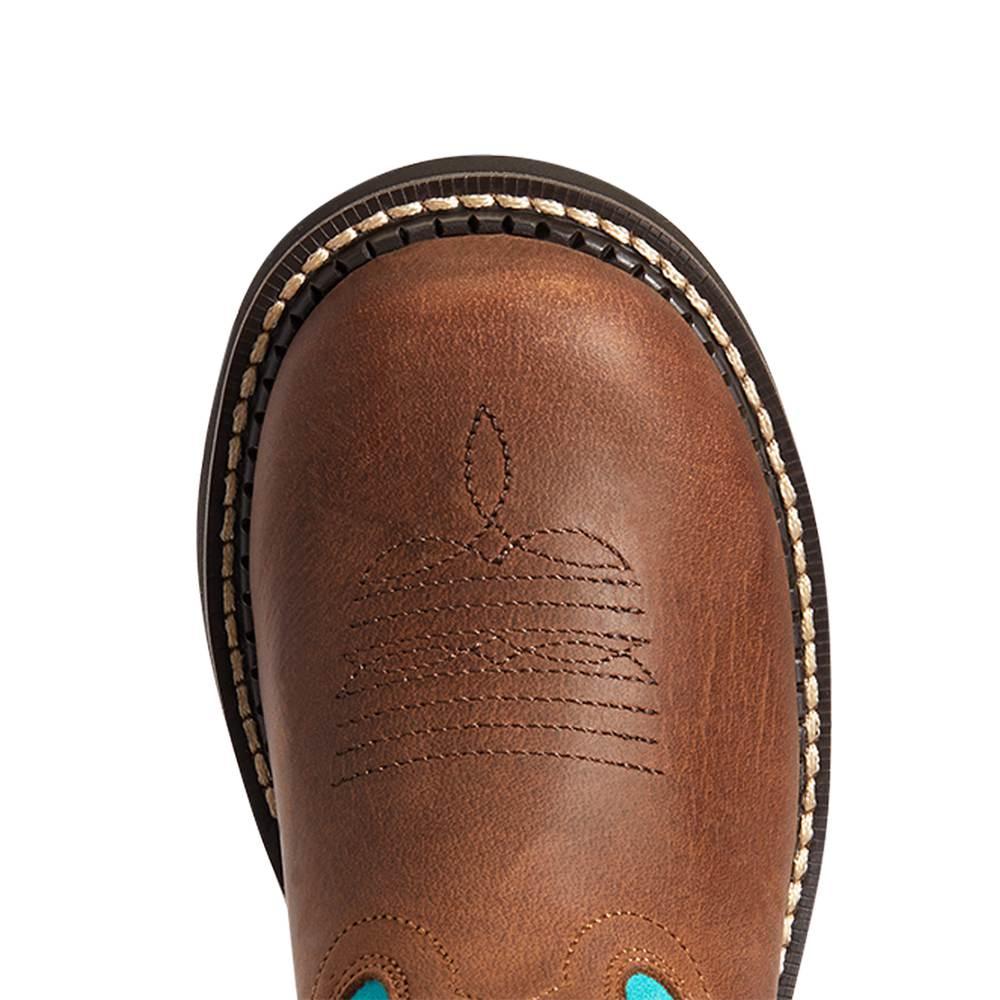 10038376 Ariat Kids Fatbaby Heritage Distressed Brown/Turquoise