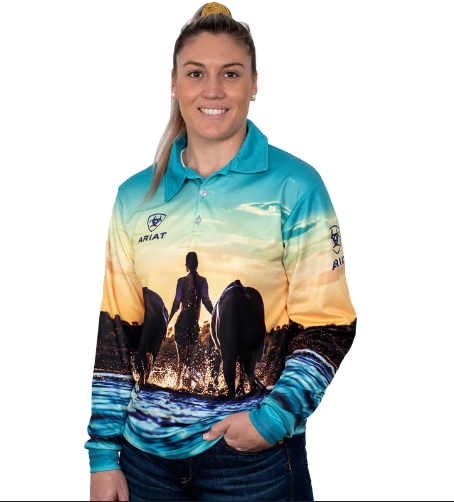 1004CLSP Ariat Wmns Fishing Shirt Western Horses