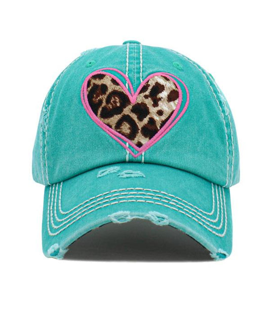 HAT7561TQ Heart Cap Turquoise