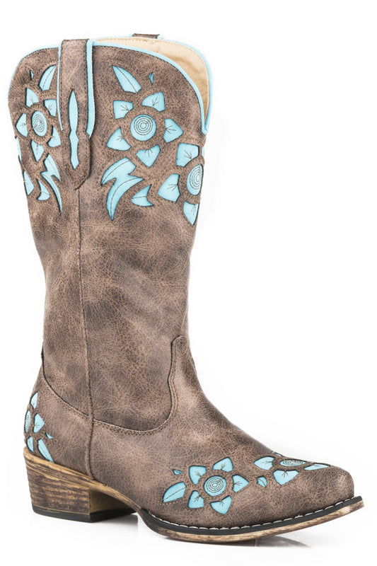 ROPER Women's Shay Western Boot - Brown Faux Leather, 7" Shaft, 1.5" Heel, Size 5