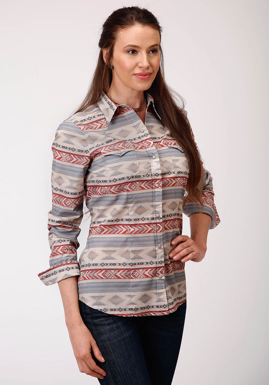 03-050-0067-0361RE Roper Women's West Made Collection L/S Shirt Red