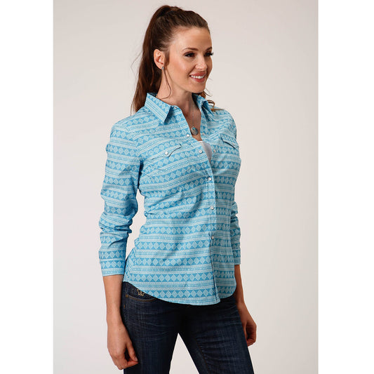 03-050-0067-4015BU  Roper Women's West Made Collection L/S Shirt Blue