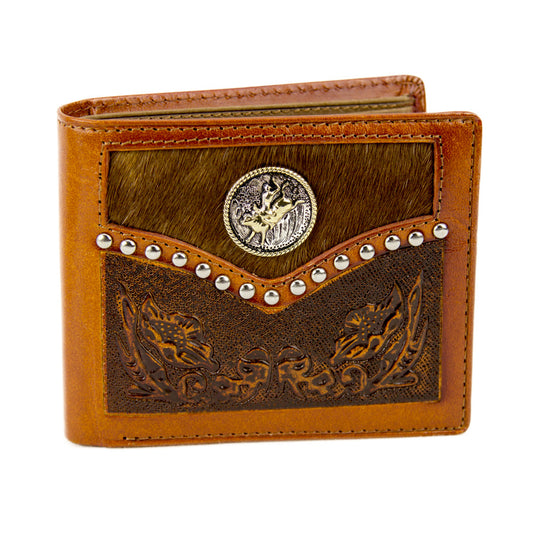 5013-B  Floral Tooled Bull rider Wallet